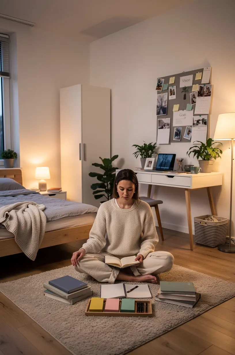 Sonnenaufgang mit einer Person, die Yoga macht und den Tag strukturiert beginnt.